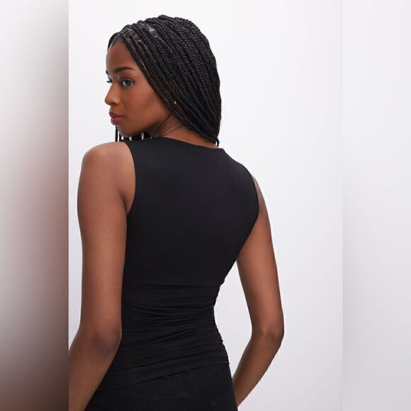 Good American NWT SLINKY JERSEY U BAR TANK TOP Black Size L - Picture 7 of 9